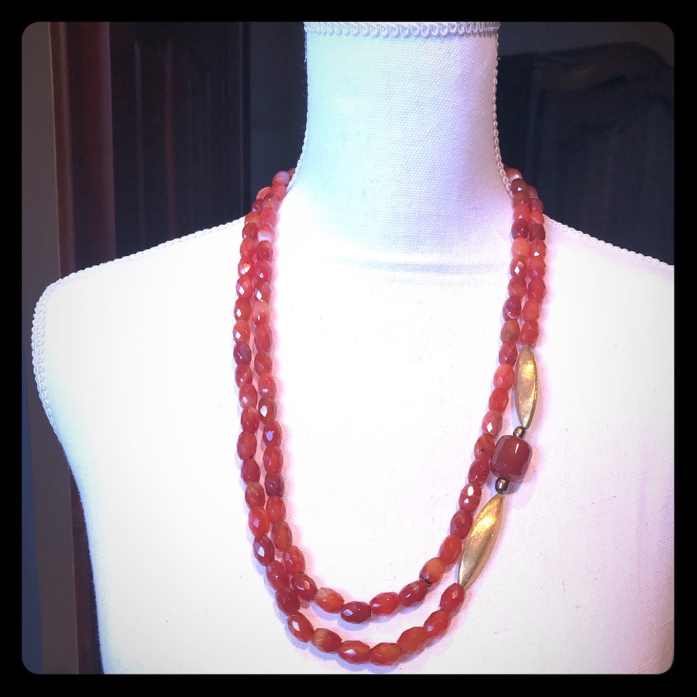 Red Carnelian and Vermeil Necklace